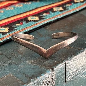 Vintage Native American Sterling Silver Cuff Bracelet